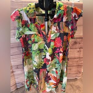 Anthropologie Michelle Morin Tropical Print Tunic Top | Size L | Boho style